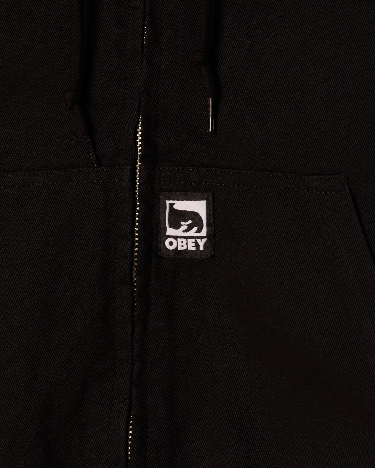 OBEY GLEN ZIP UP JACKET - BLACK FADED WASH