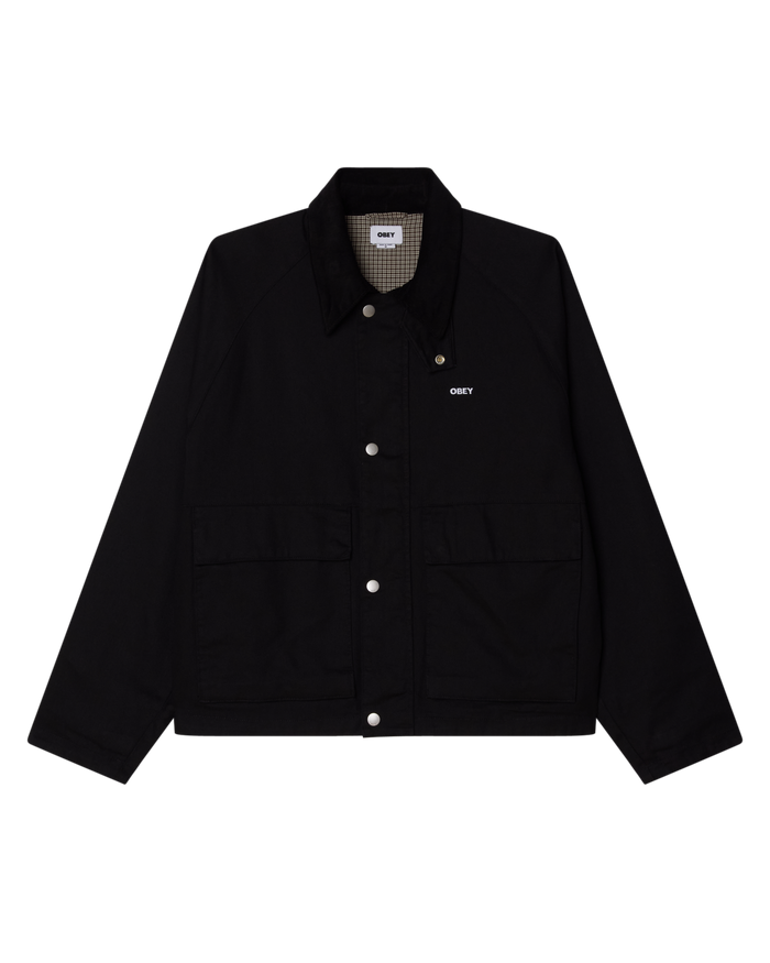 OBEY CADEN WORK JACKET - BLACK FADED WASH
