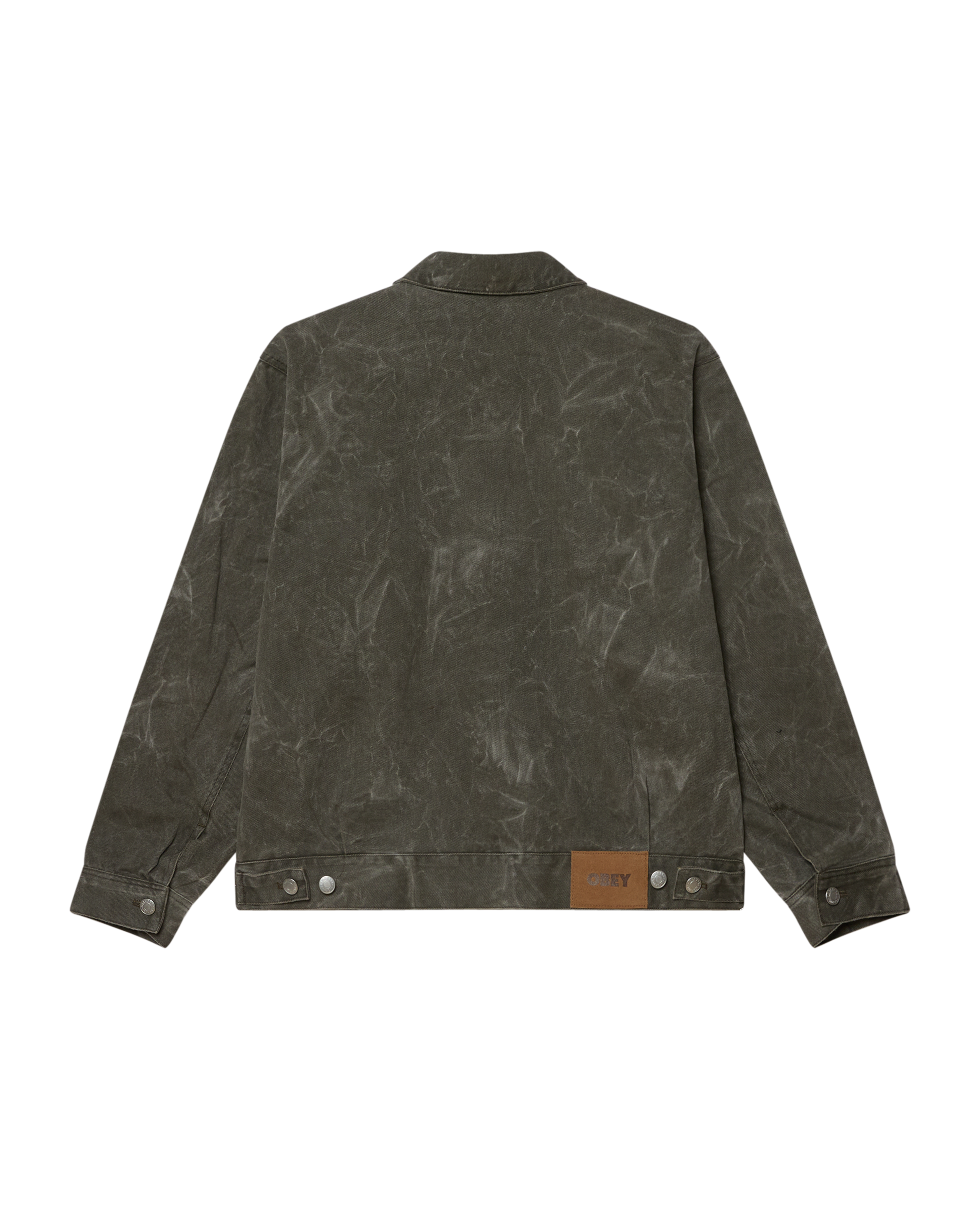 OBEY WORKMAN ZIP JACKET - BLACK OLIVE WRINKLE WASH