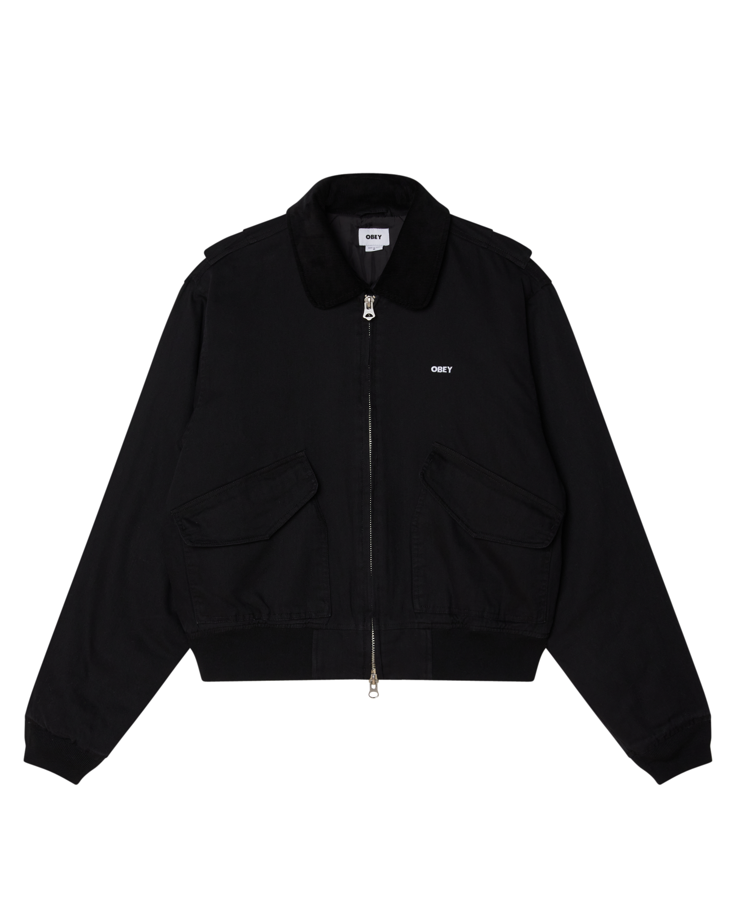 OBEY FADE WASH CWU JACKET - BLACK FADED WASH