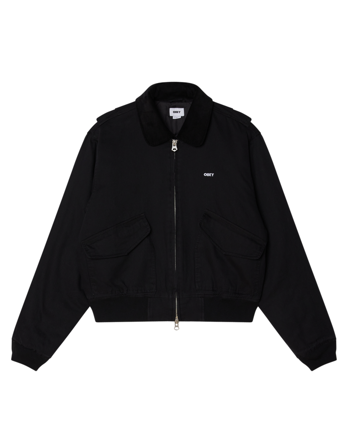 OBEY FADE WASH CWU JACKET - BLACK FADED WASH