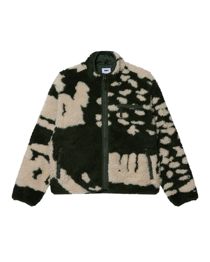 OBEY SHAGGY SHERPA JACKET - KOMBU GREEN MULTI