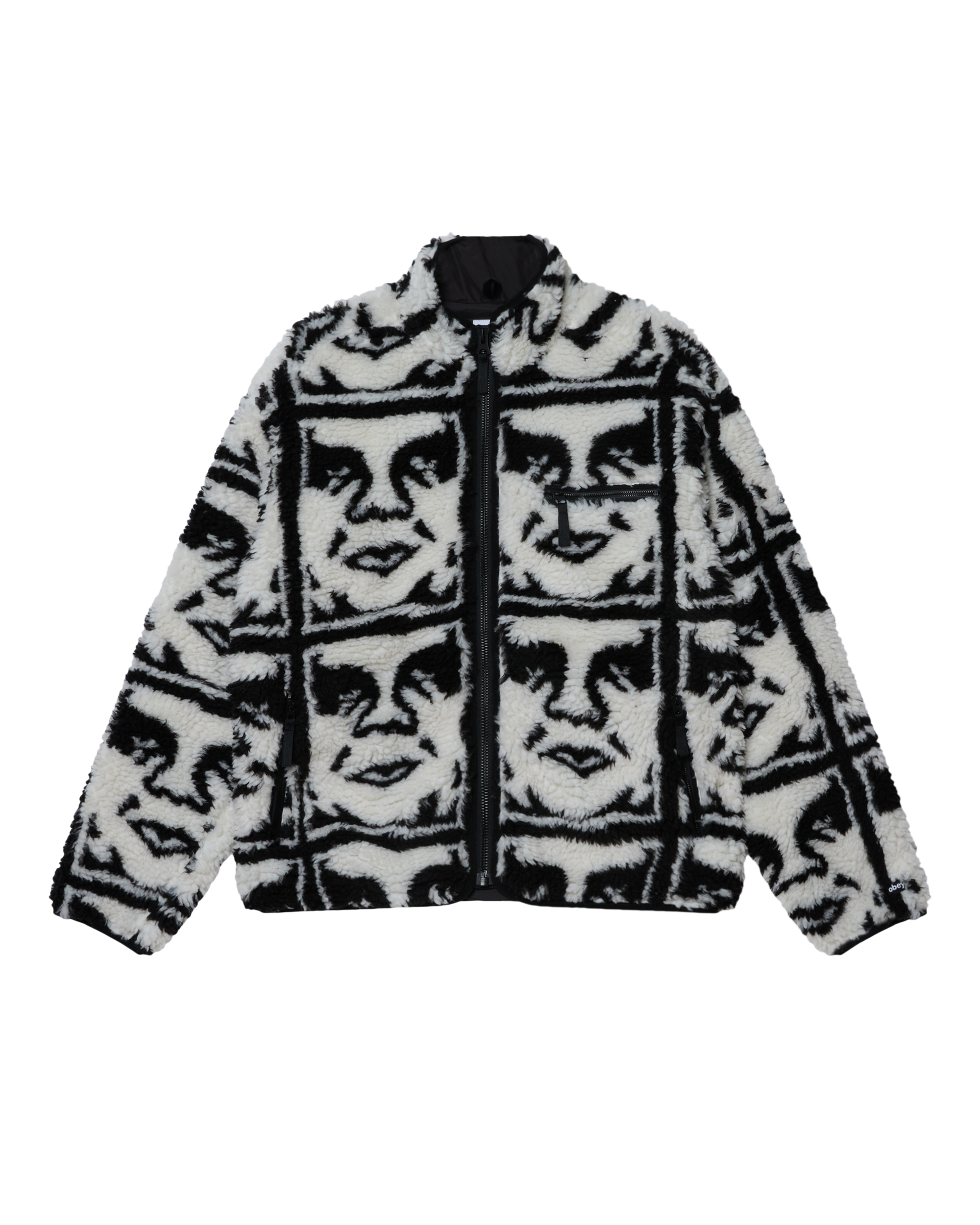REPEATED ICON SHERPA JACKET - BLACK MULTI