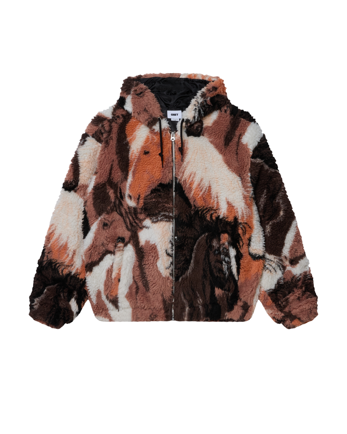 HORSES SHERPA JACKET - BROWN MULTI