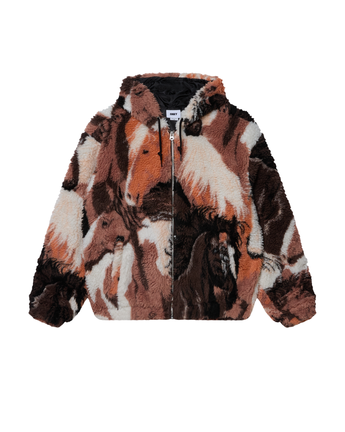 HORSES SHERPA JACKET - BROWN MULTI