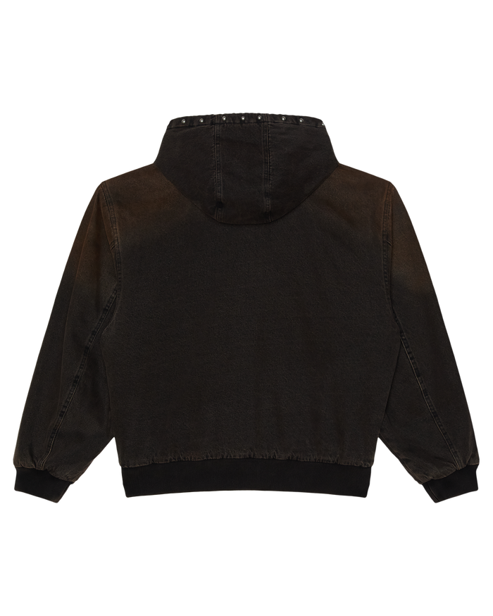 STUDDED ZIP UP JACKET - BLACK RUST WASH