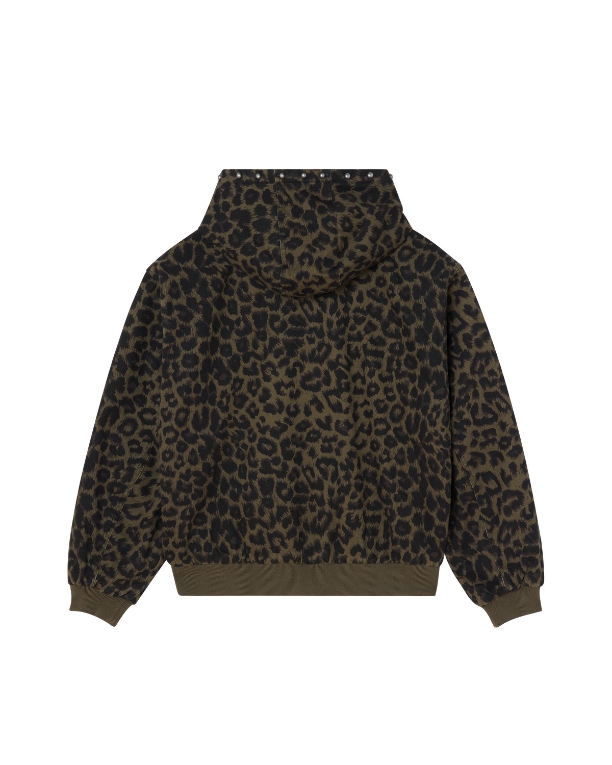 STUDDED ZIP UP JACKET - DARK LEOPARD