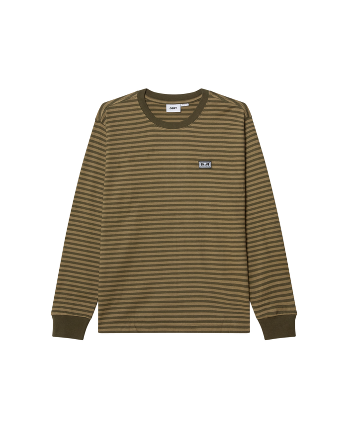 ESTABLISHED WORKS EYES STRIPE TEE LS - GRAPE LEAF MULTI