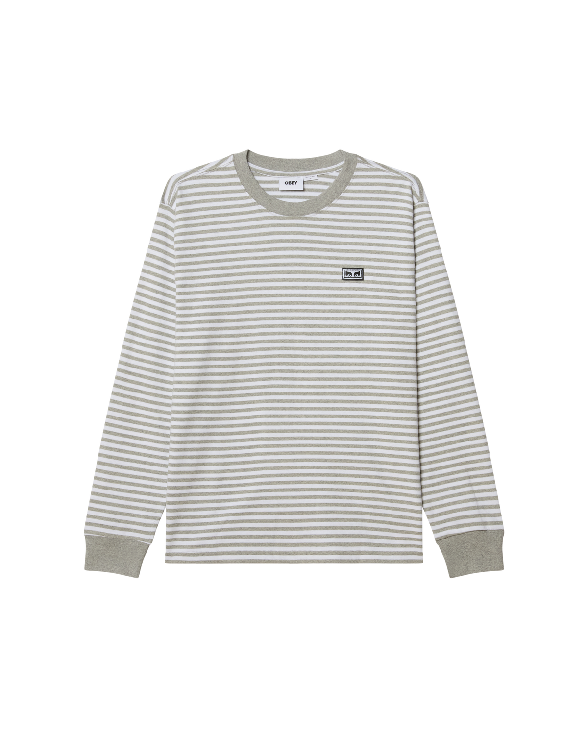 ESTABLISHED WORKS EYES STRIPE TEE LS - HEATHER GREY MULTI