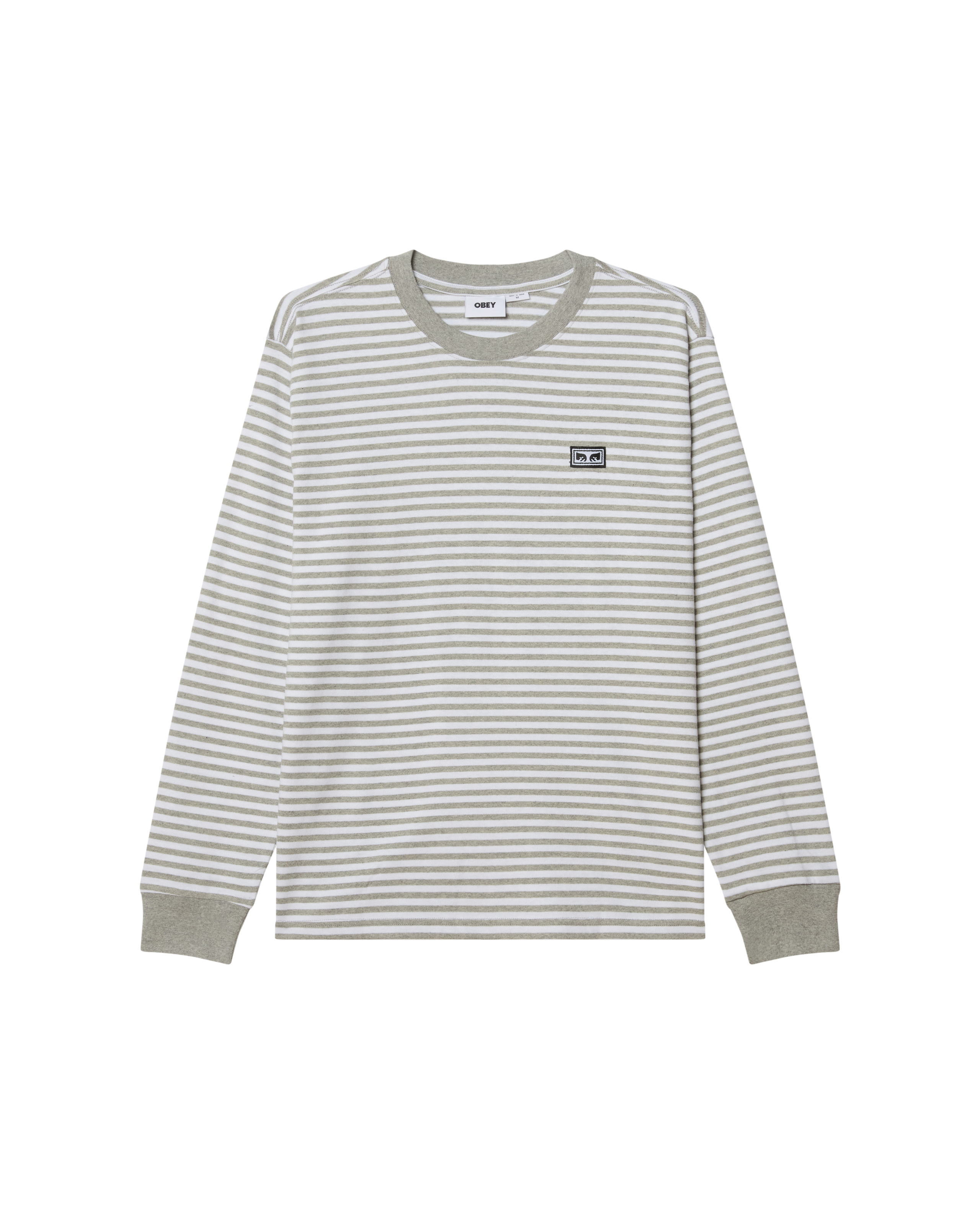 ESTABLISHED WORKS EYES STRIPE TEE LS - HEATHER GREY MULTI