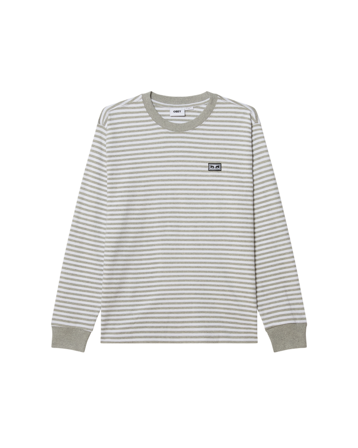 ESTABLISHED WORKS EYES STRIPE TEE LS - HEATHER GREY MULTI
