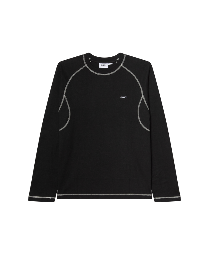 AARON CONTRAST STITCH LS SHIRT - BLACK MULTI