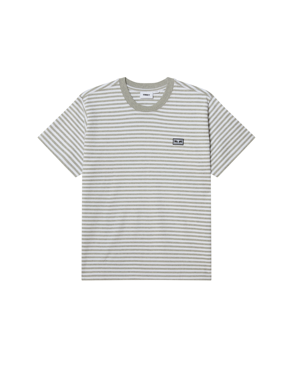 ESTABLISHED WORKS EYES STRIPE TEE SS - HEATHER GREY MULTI