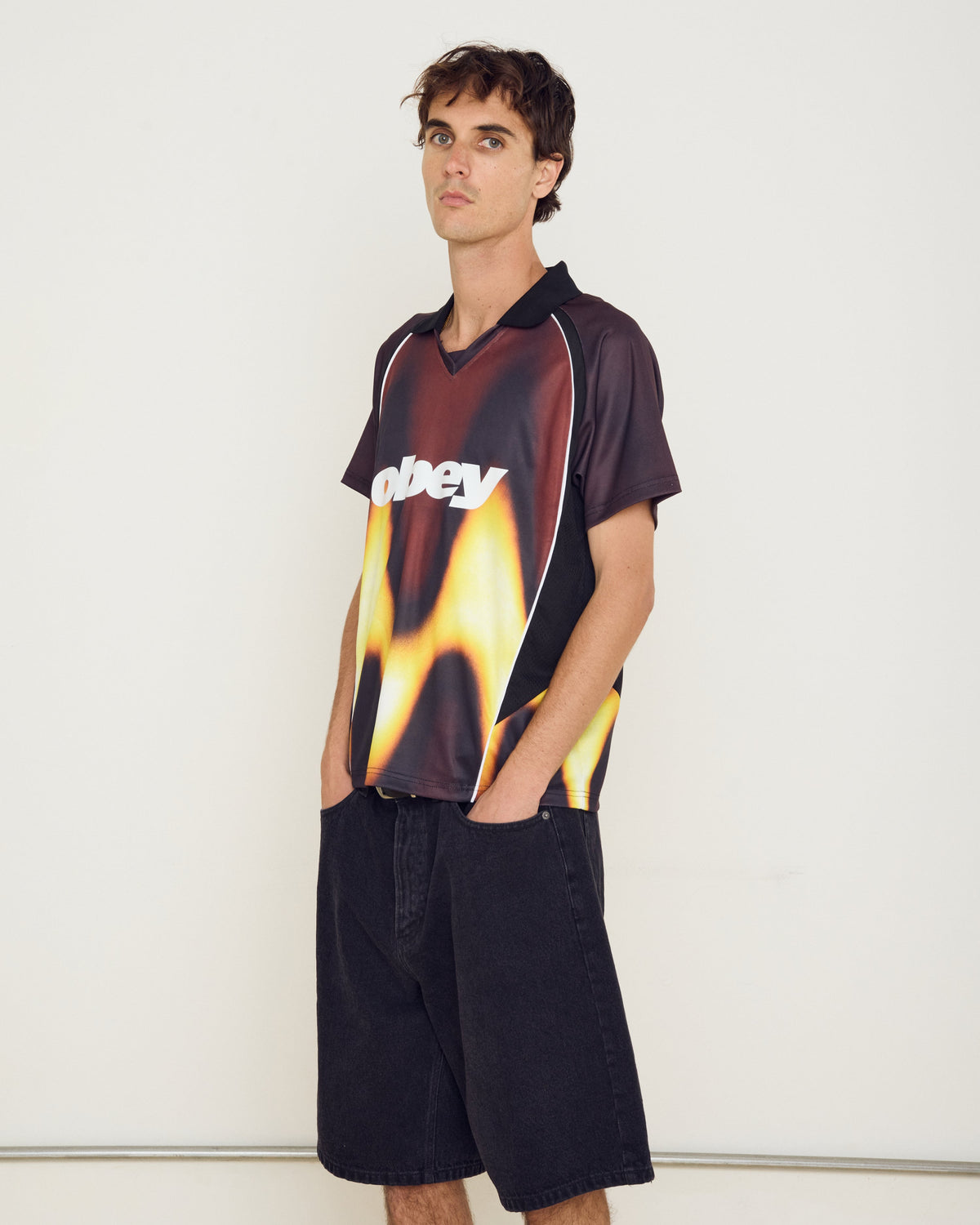 BLURRED SOCCER JERSEY - BURNT RED MULTI