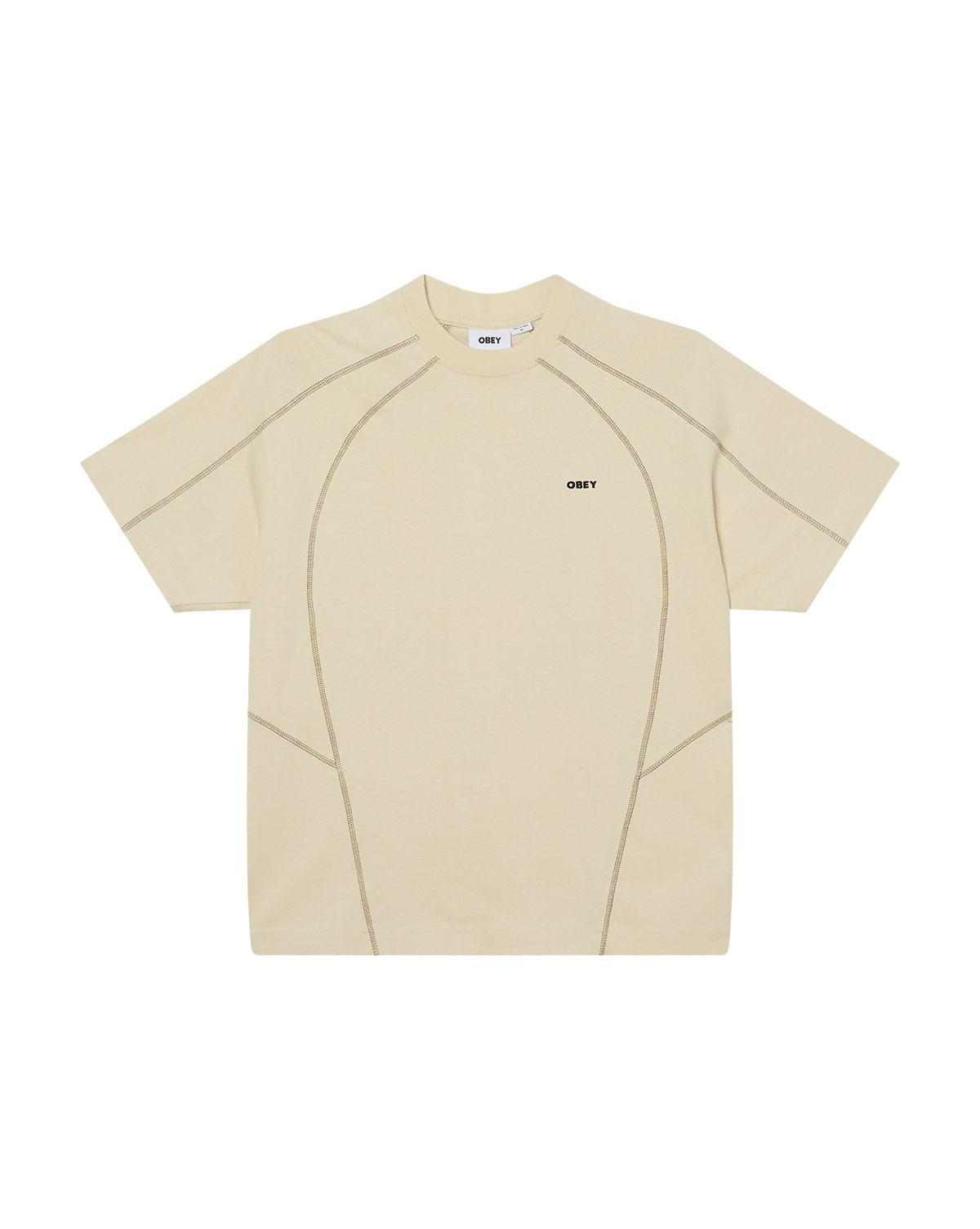 CONTRAST STITCH T-SHIRT - SILVER BIRCH