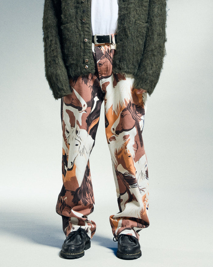 CLASSIC BAGGY PRINTED DENIM - BROWN MULTI