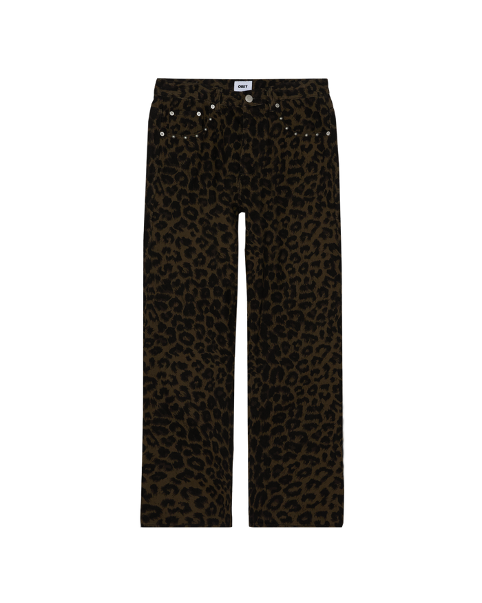 STUDDED BOXCAR STRAIGHT LEG DENIM - DARK LEOPARD