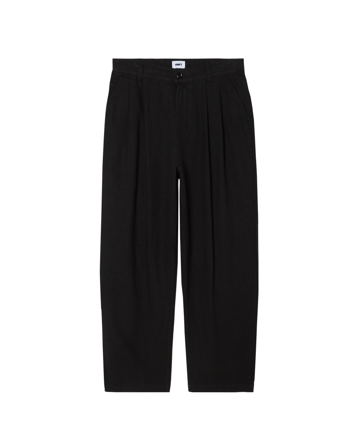 FOSTER PLEATED LINEN PANT - BLACK