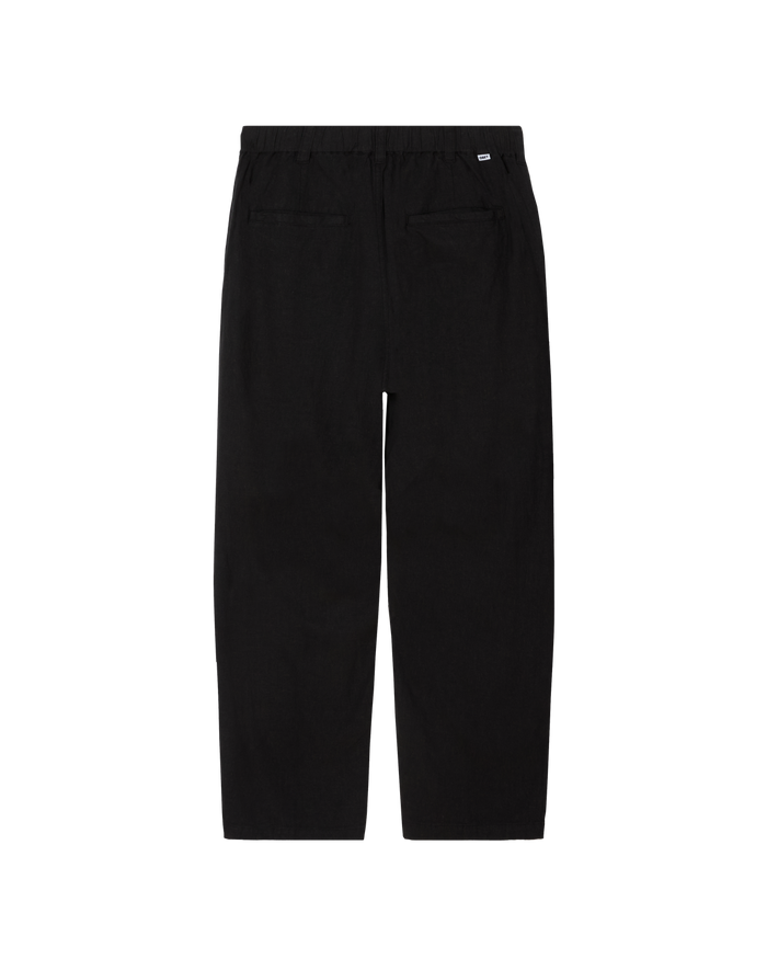 FOSTER PLEATED LINEN PANT - BLACK