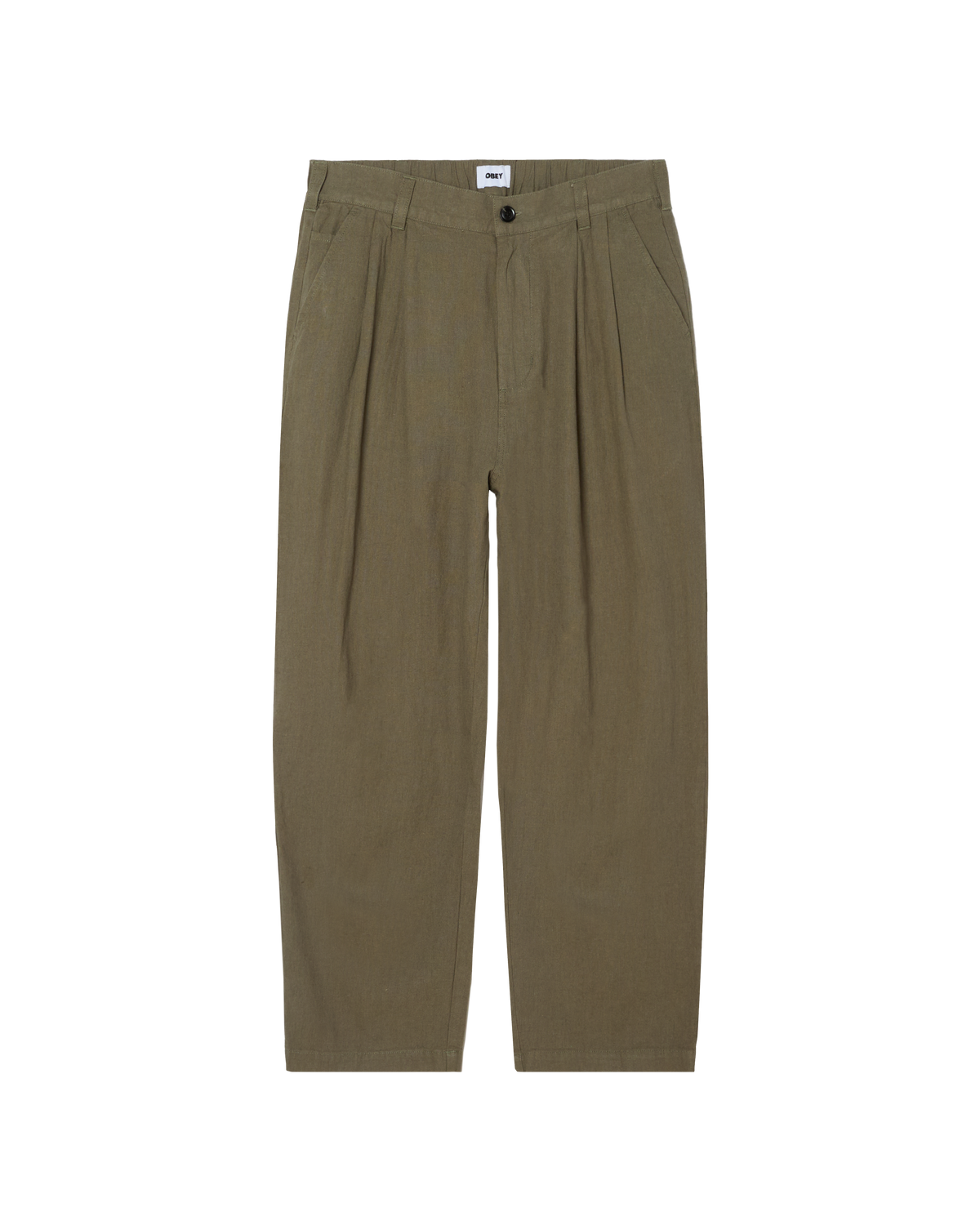FOSTER PLEATED LINEN PANT - SMOKEY OLIVE