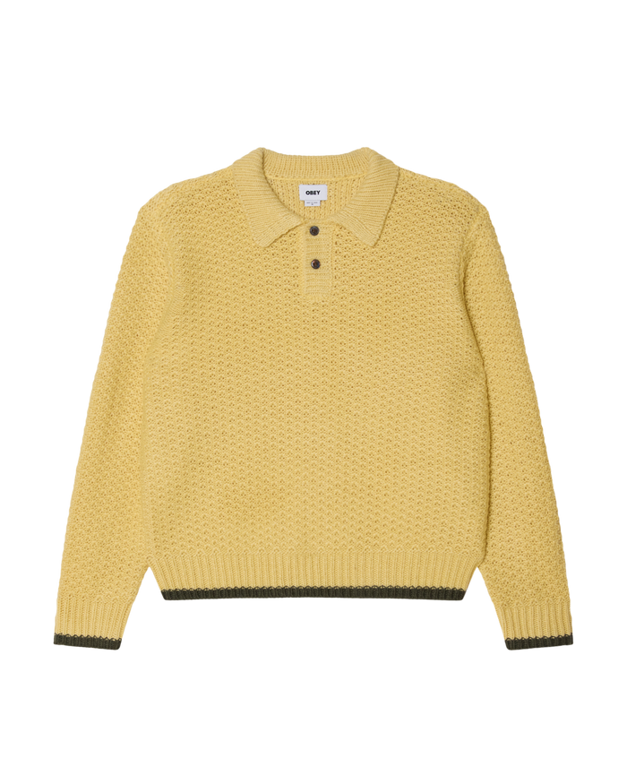 OBEY LORETO POLO SWEATER - STRAW MULTI