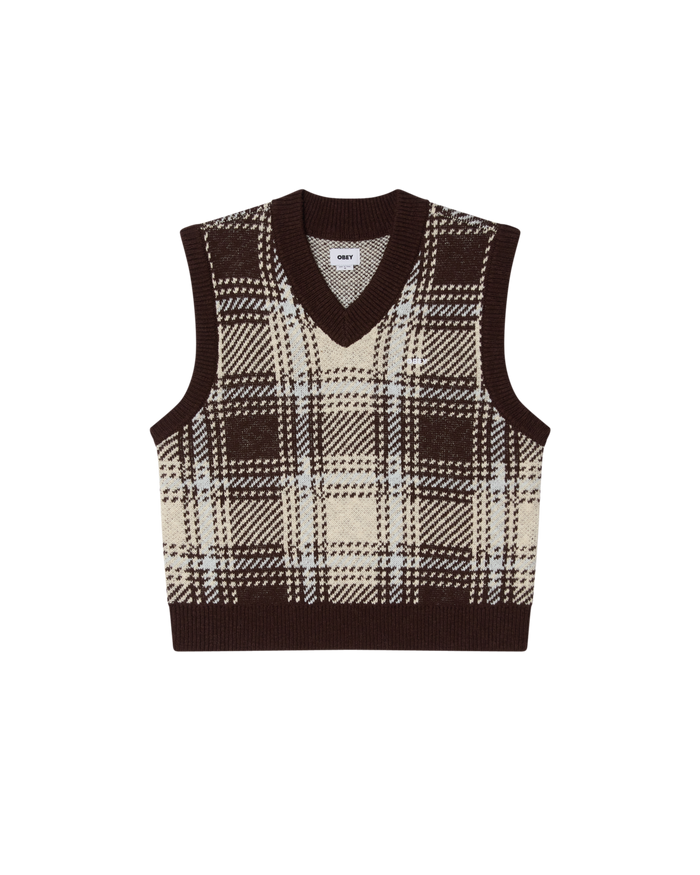 OBEY AVON PLAID VEST - VANILLA MULTI