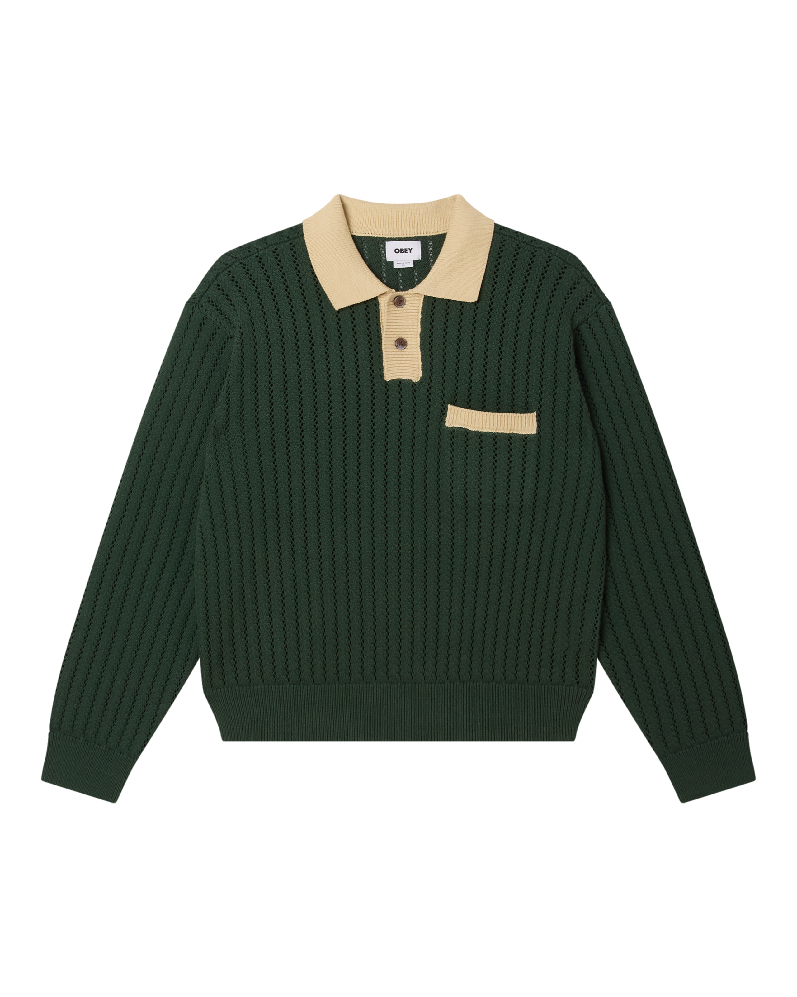 OBEY JASPER POLO SWEATER - PINE NEEDLE MULTI