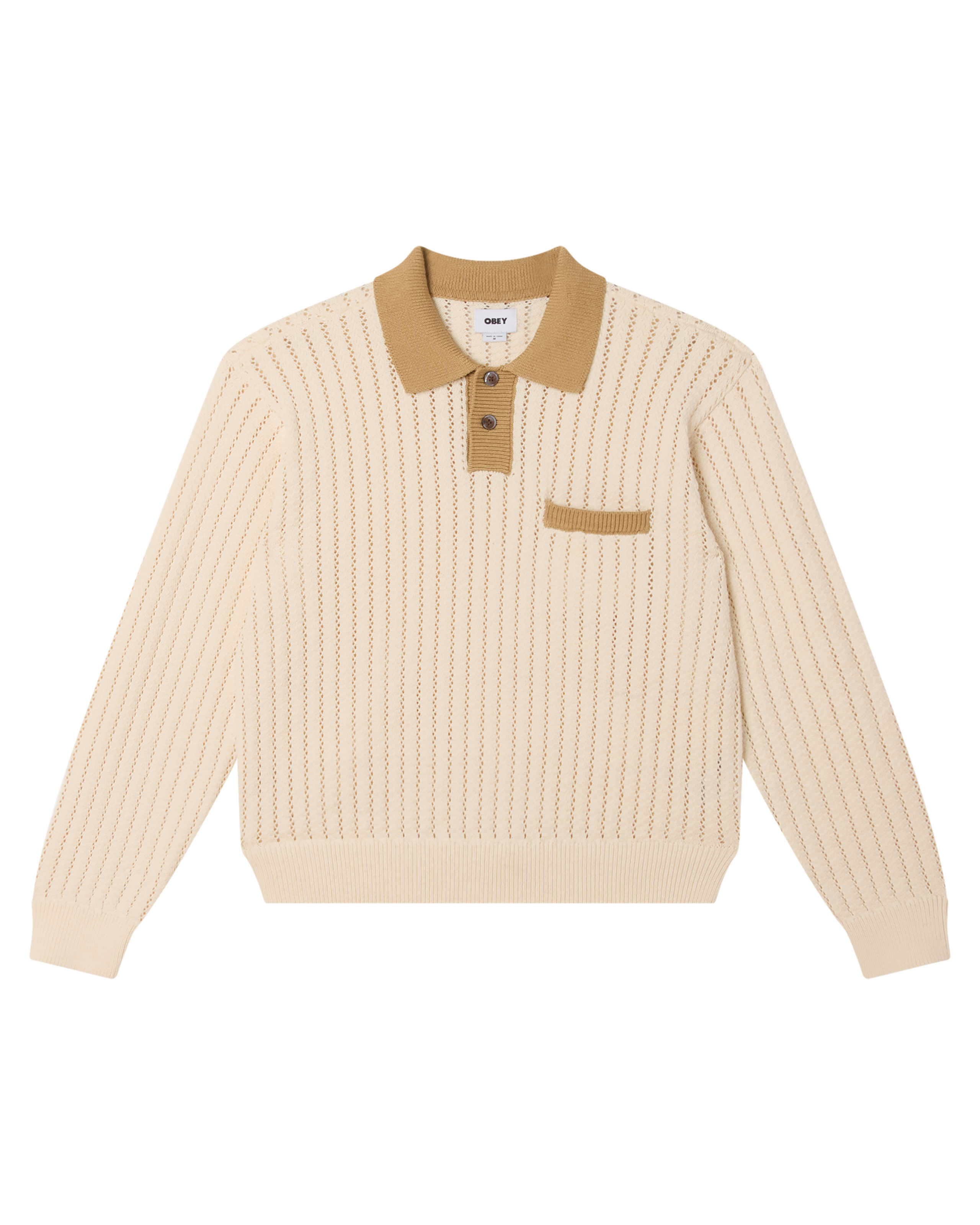 OBEY JASPER POLO SWEATER - UNBLEACHED MULTI