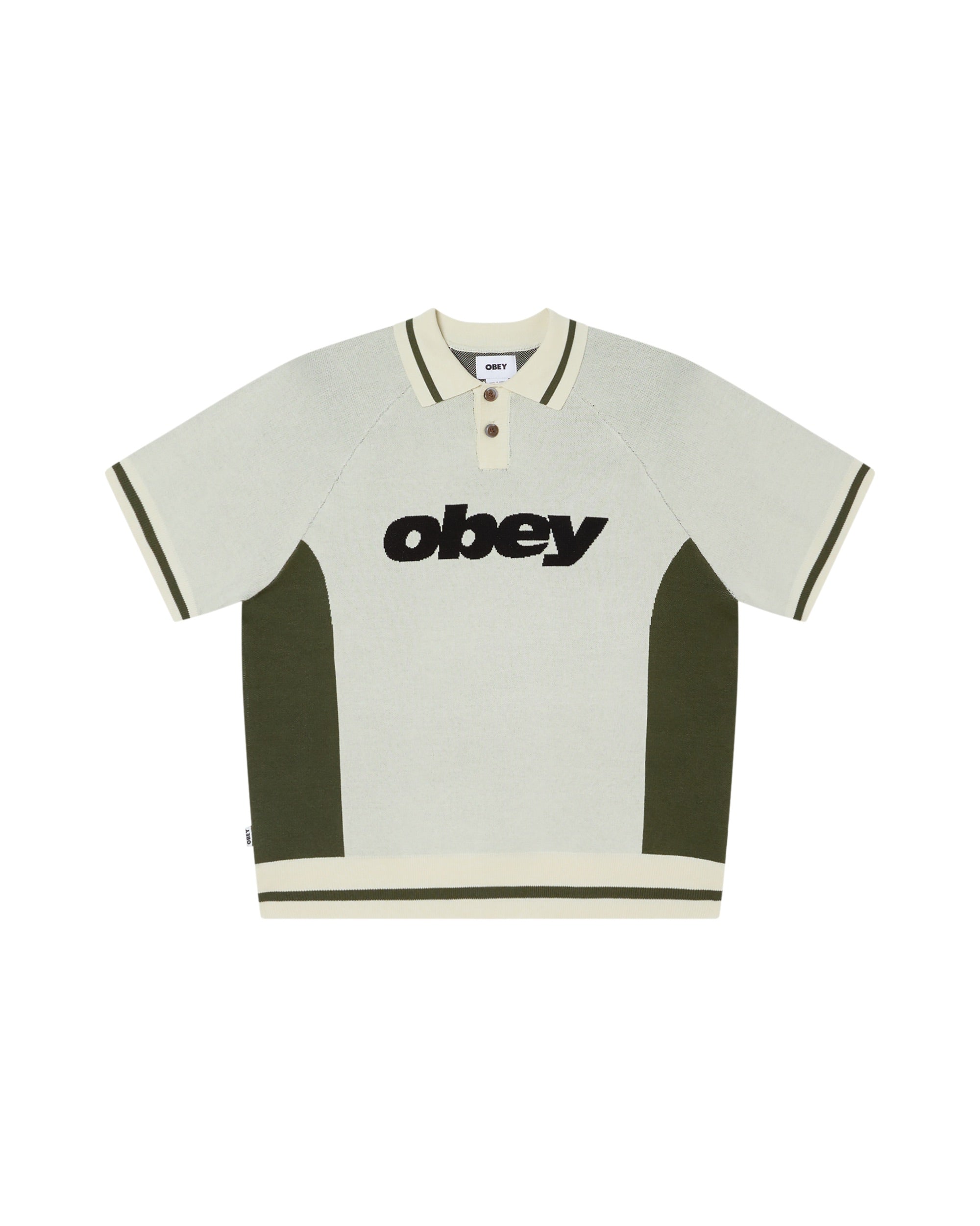 OBEY SPORT POLO SWEATER - UNBLEACHED MULTI