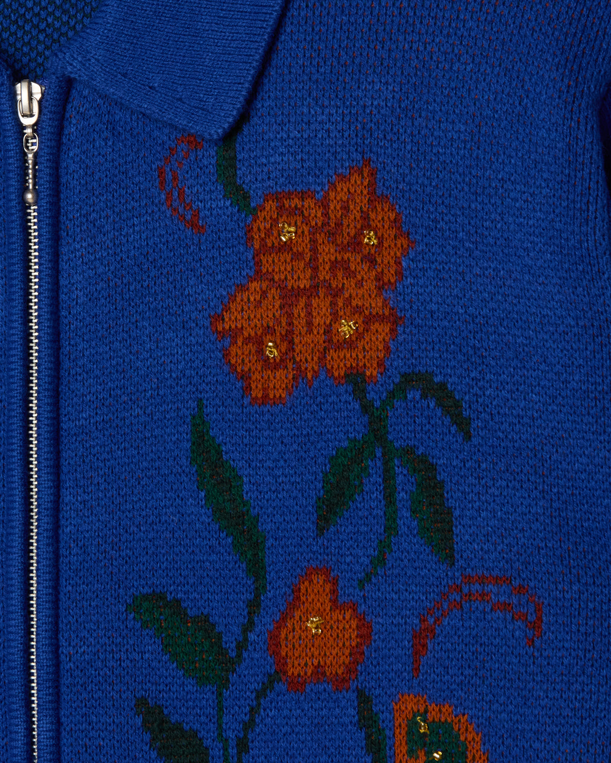 OBEY FLORAL ZIP CARDIGAN - SURF BLUE