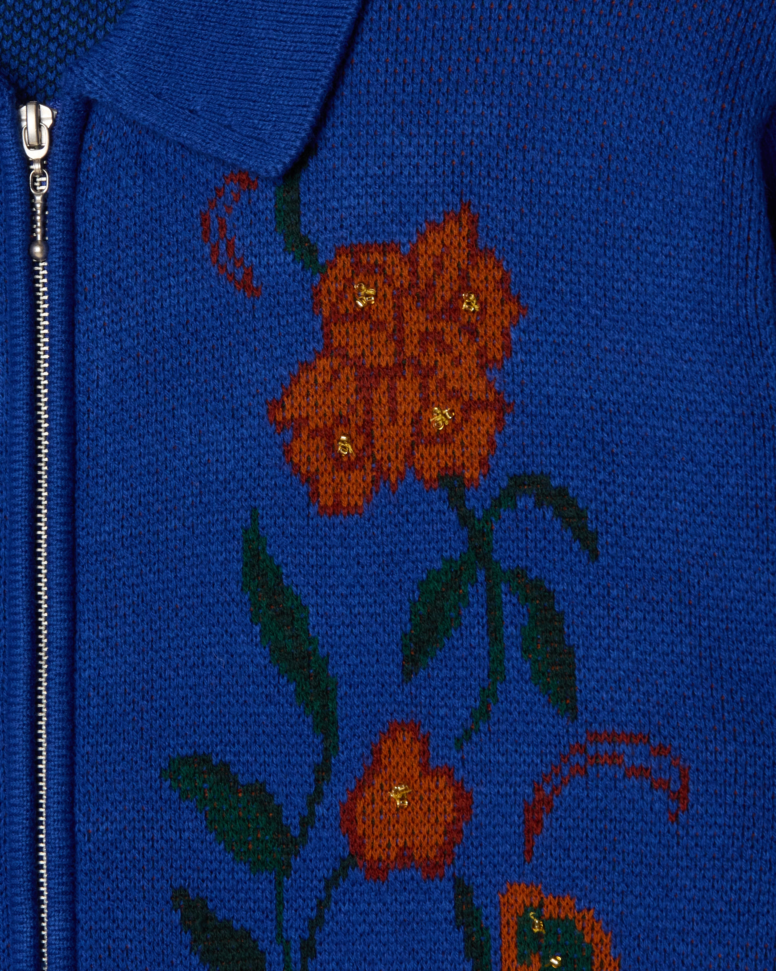 OBEY FLORAL ZIP CARDIGAN - SURF BLUE