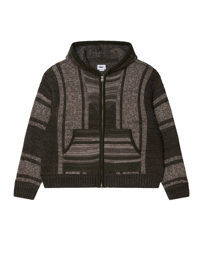 OBEY ZIP UP BAJA SWEATER - LEAF MULTI