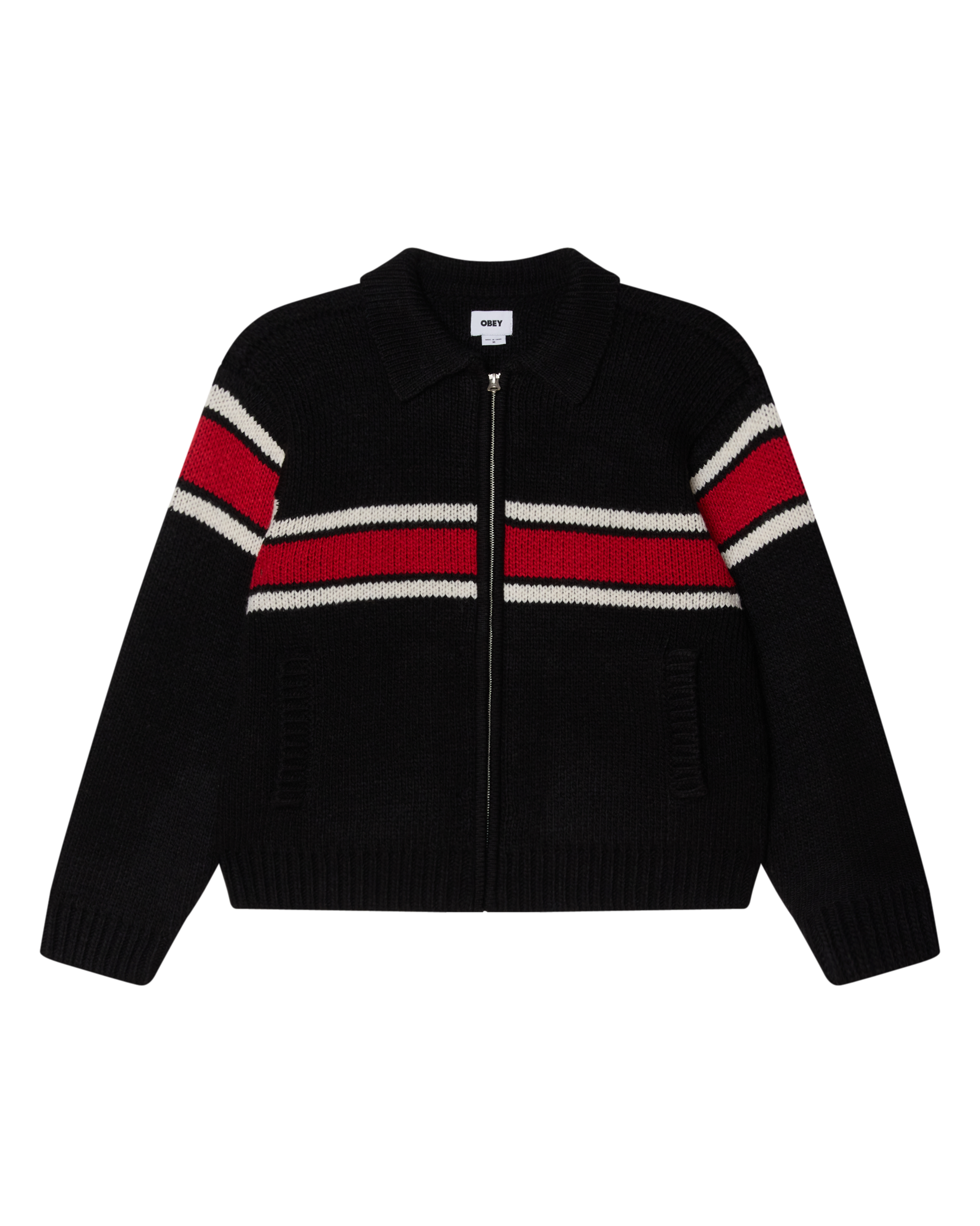 BERNARD ZIP UP SWEATER - BLACK