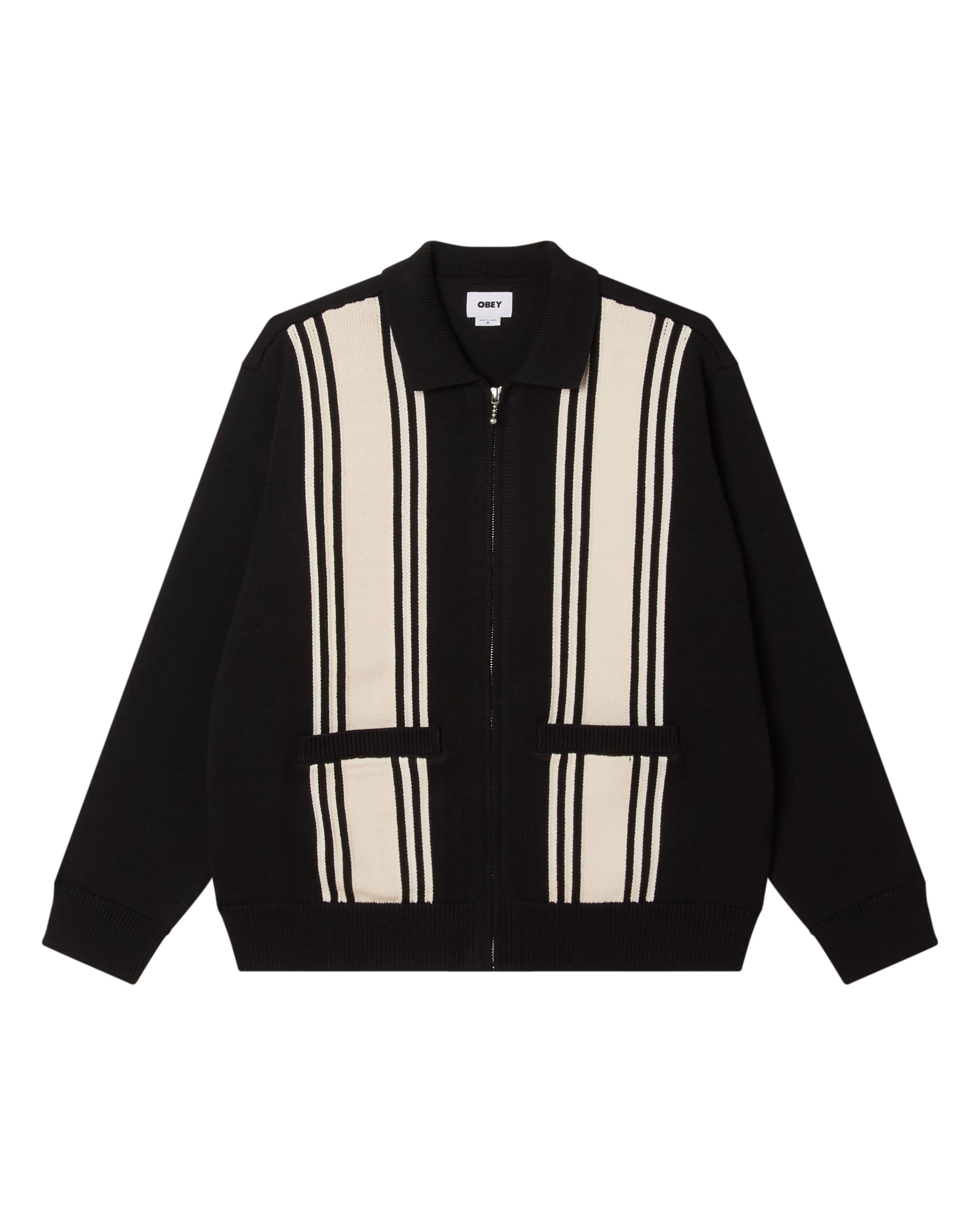 OBEY MATT ZIP UP SWEATER - BLACK MULTI