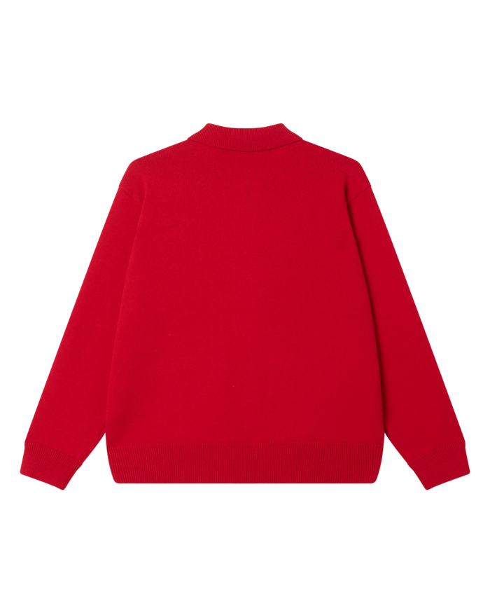 OBEY MATT ZIP UP SWEATER - RED MULTI