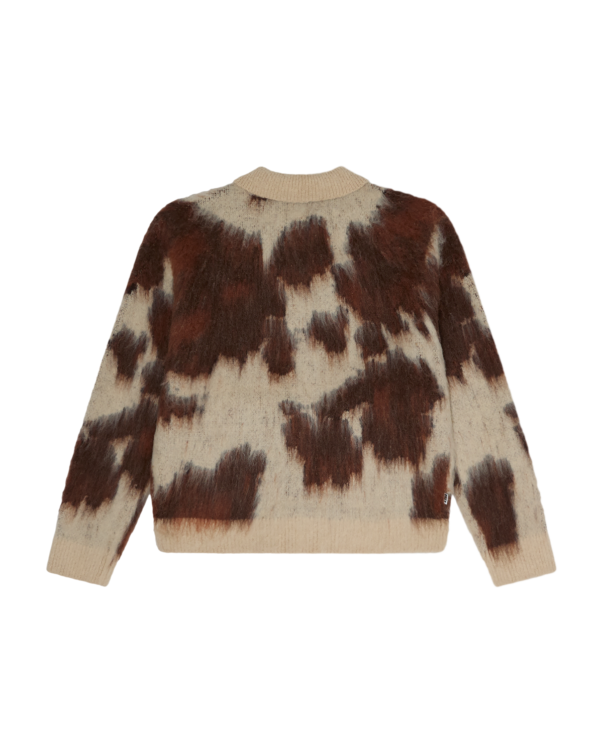 COW PATTERN ZIP SWEATER - COW MULTI
