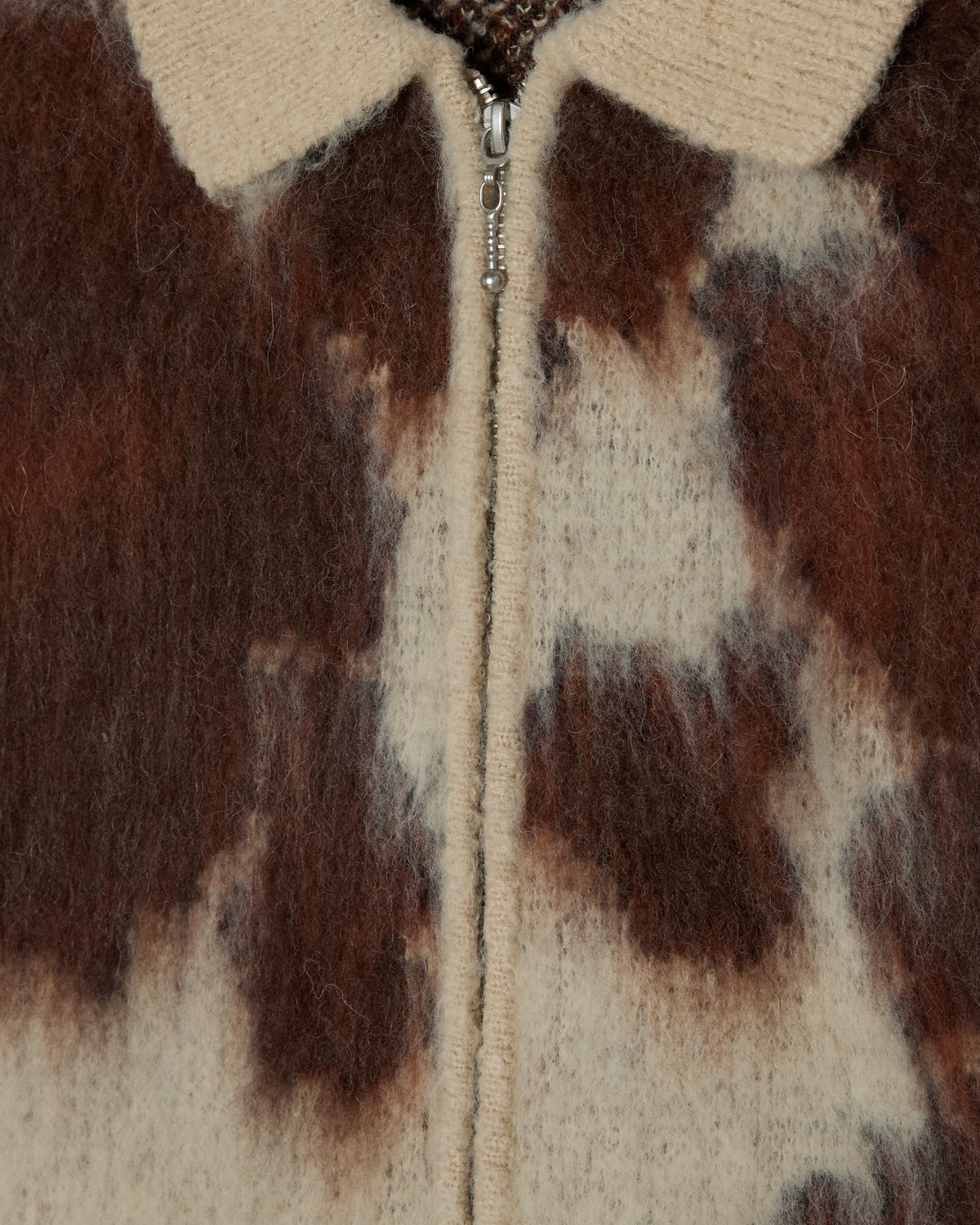 COW PATTERN ZIP SWEATER - COW MULTI