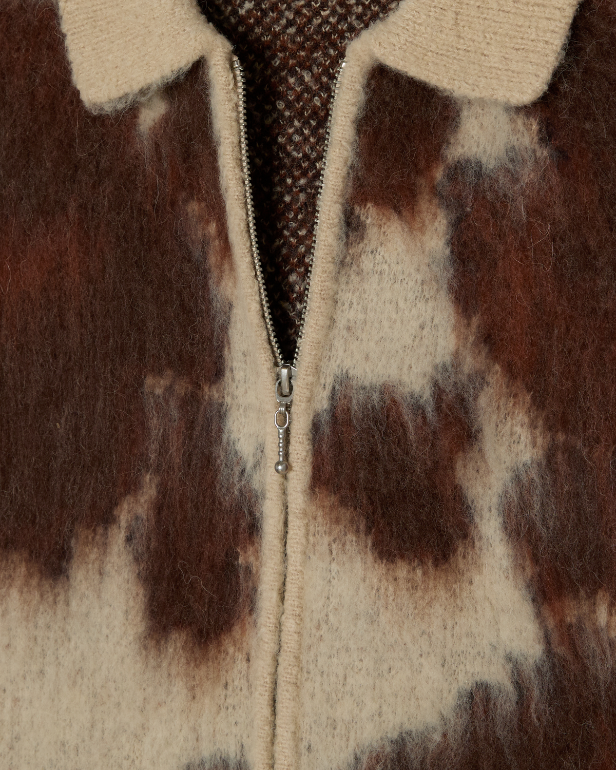 COW PATTERN ZIP SWEATER - COW MULTI