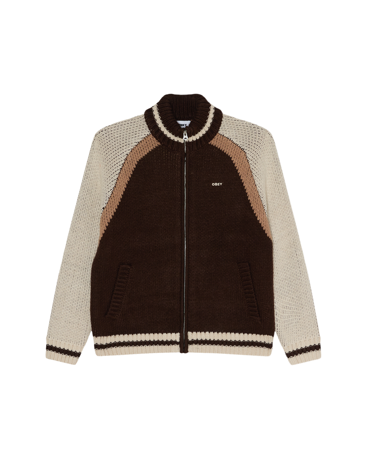 AVEN ZIP UP SWEATER - BROWN MULTI