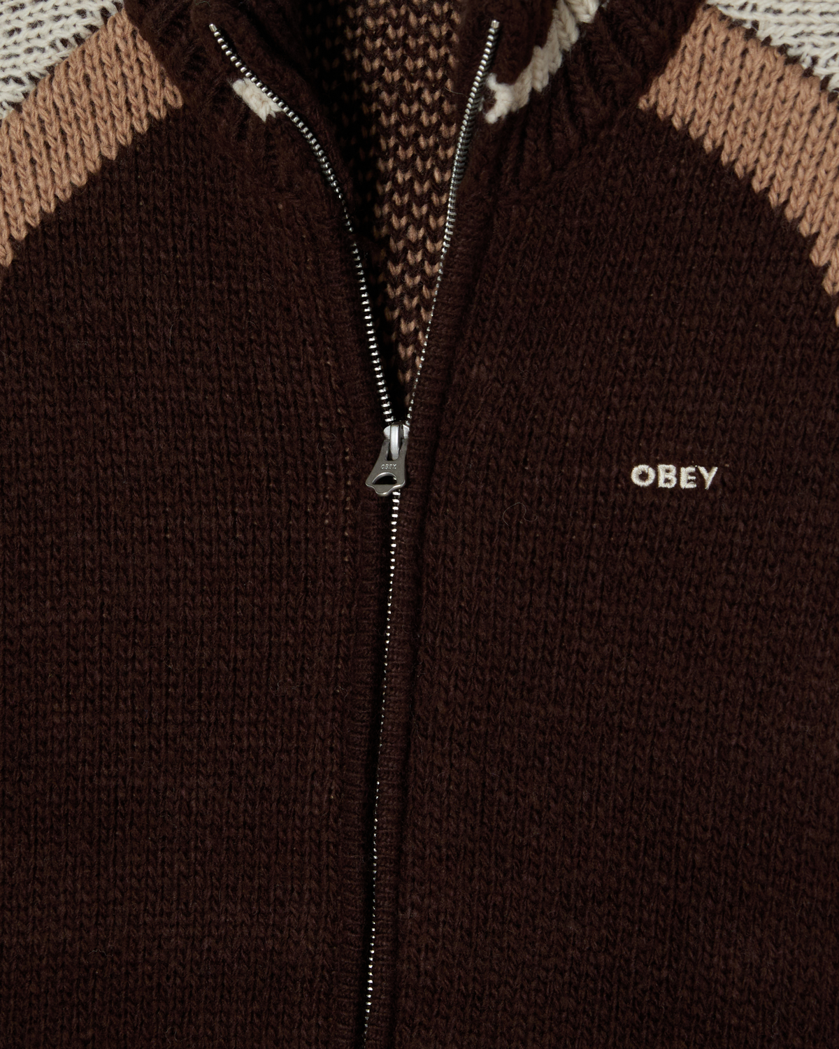 AVEN ZIP UP SWEATER - BROWN MULTI