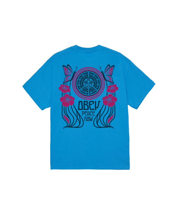 PEACE NOW BUTTERFLIES CLASSIC T-SHIRT - AZURE BLUE