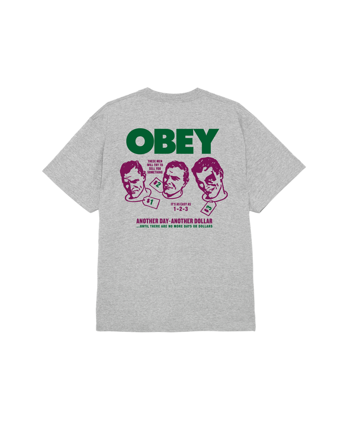 OBEY ANOTHER DOLLAR CLASSIC T-SHIRT - HEATHER GREY