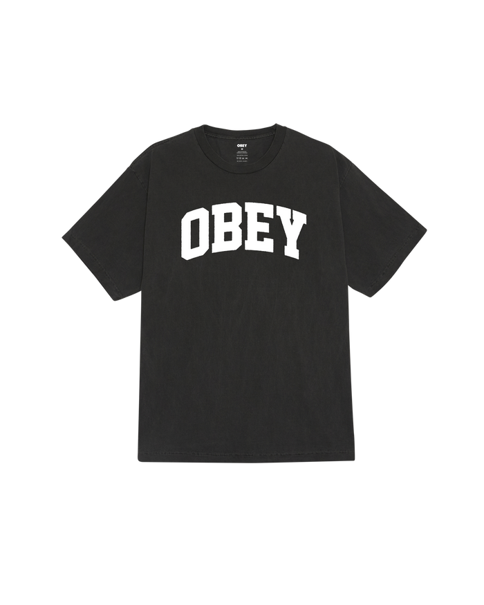 OBEY COLLEGIATE PIGMENT T-SHIRT - PIGMENT DUSTY BLACK