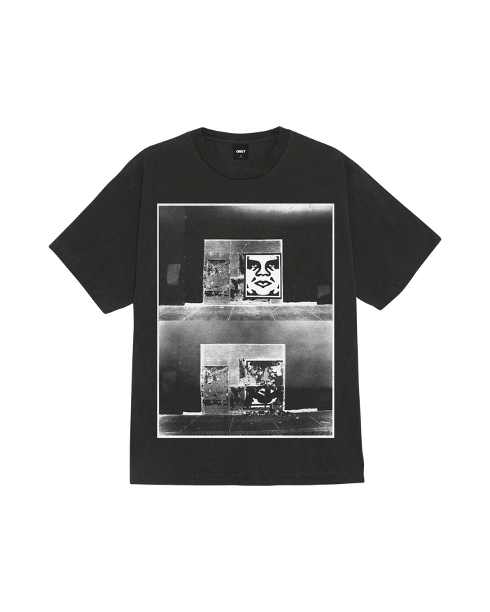 OBEY DESTROYED ICON PHOTO PIGMENT T-SHIRT - PIGMENT DUSTY BLACK