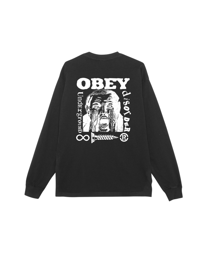 UNDERGROUND DISORDER PIGMENT LS T-SHIRT - PIGMENT DUSTY BLACK
