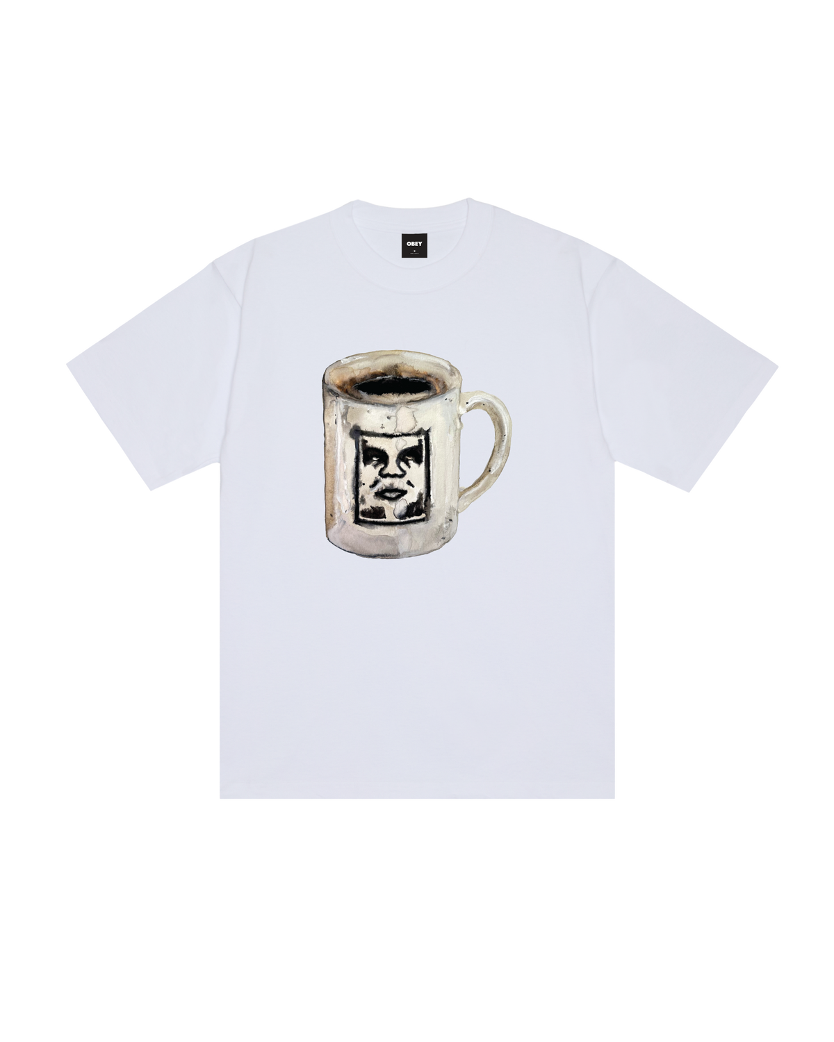 OBEY COFFEE CUP HEAVYWEIGHT T-SHIRT - WHITE