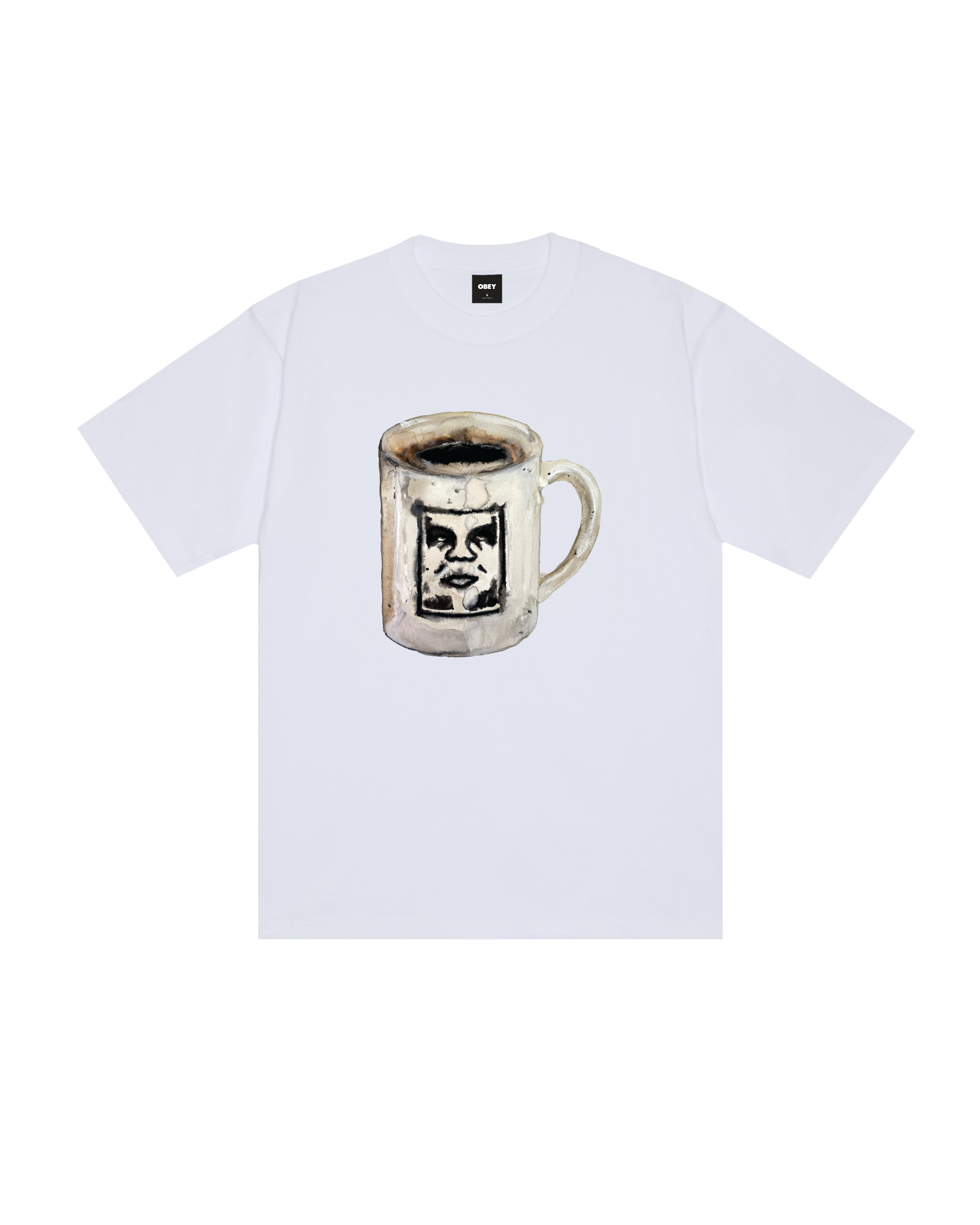 OBEY COFFEE CUP HEAVYWEIGHT T-SHIRT - WHITE