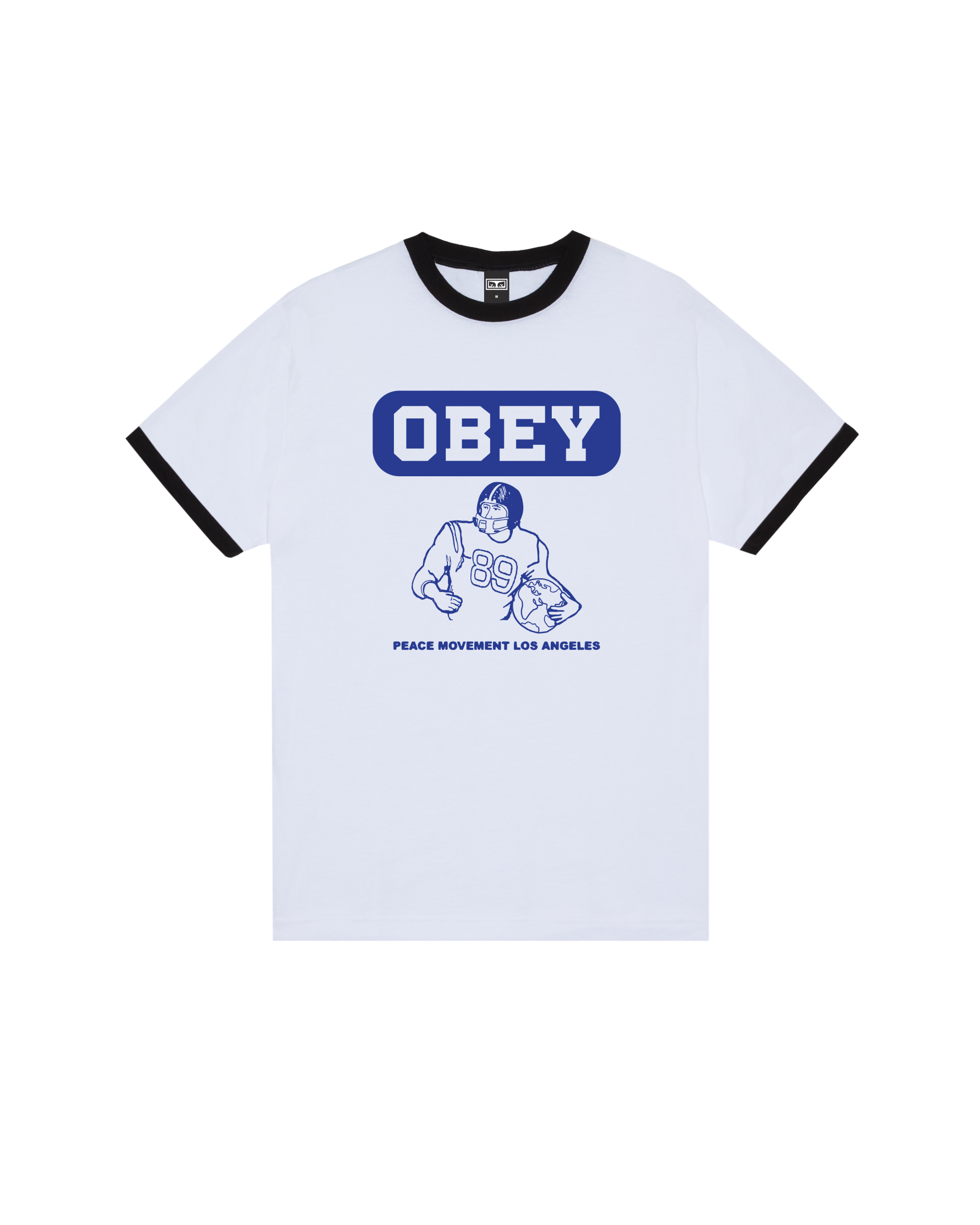 PEACE MOVEMENT RINGER T-SHIRT - WHITE / BLACK