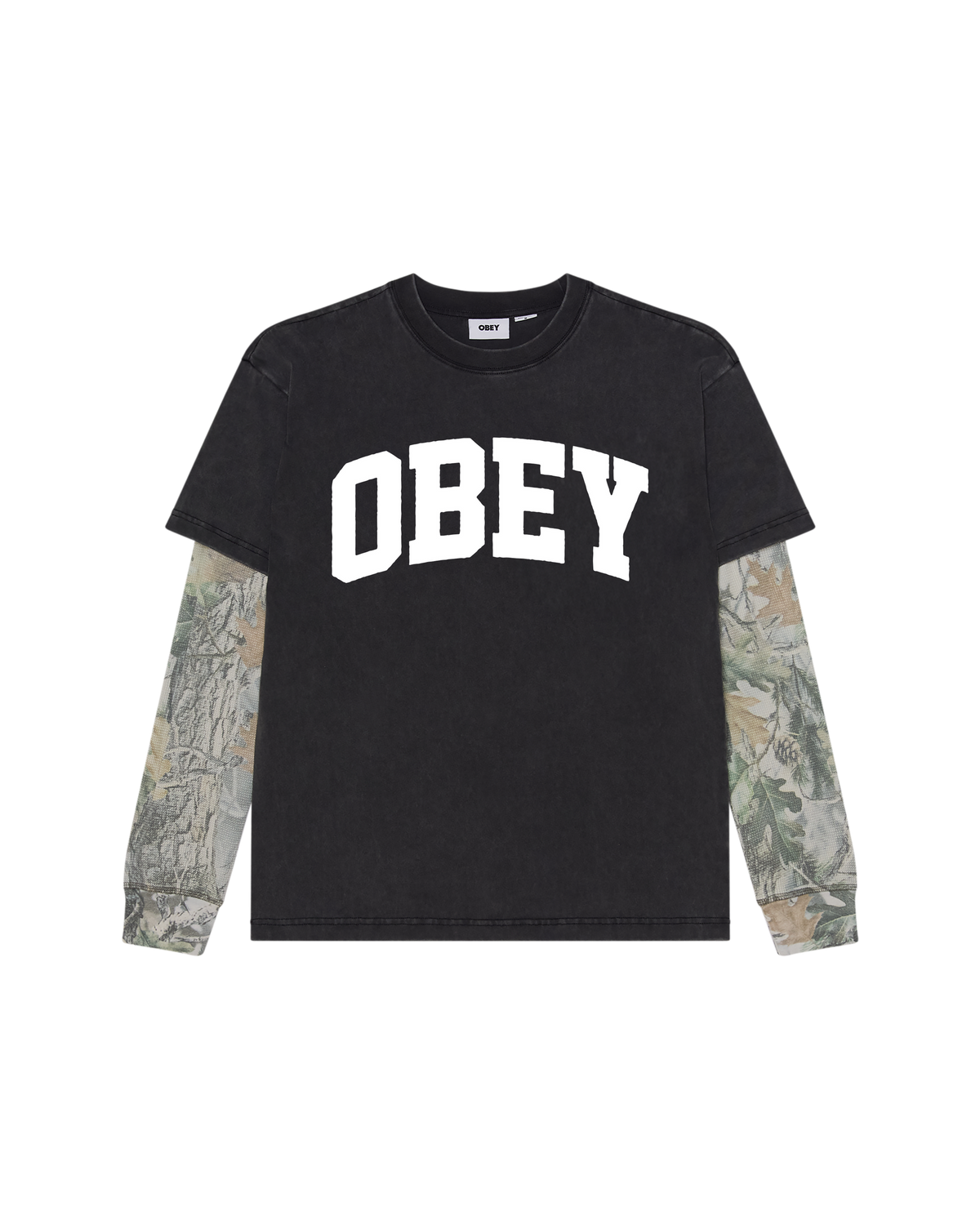 OBEY COLLEGIATE 2-FER T-SHIRT - DUSTY BLACK/VTG WOOD CAMO