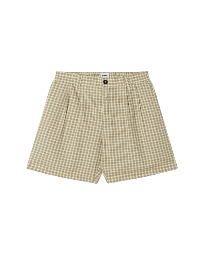 COEN PLEATED PLAID SHORT - BIRCH MULTI